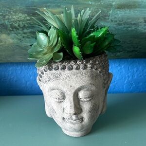 Green and Gray Buddha Head Planter